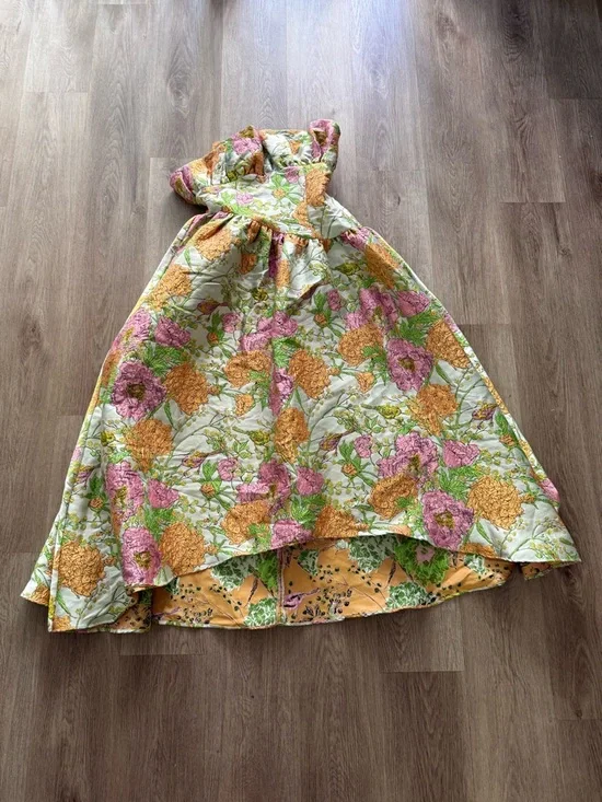 elliatt laurel green floral jacquard strapless ruffle maxi gown dress medium NEW - Picture 9 of 17